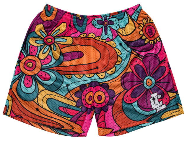 Chalk Line Flower Retro Shorts Multi SZ M