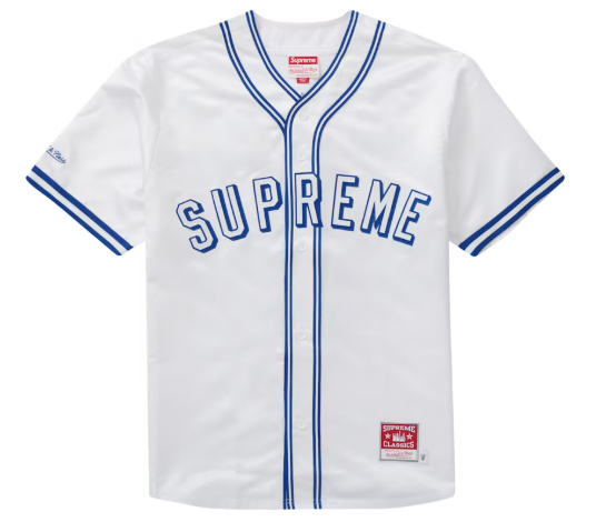 Supreme Mitchell & Ness Satin Baseball Jersey White SZ L