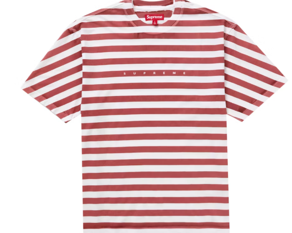 Supreme Overprint Stripe S/S Top Red SZ L