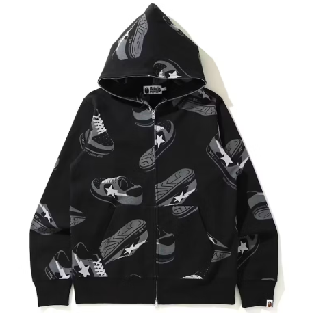 BAPE Sta Random Full Zip Hoodie Black SZ L