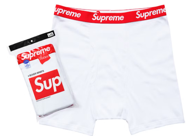 Supreme Hanes Boxer Briefs (4 Pack) White SZ M