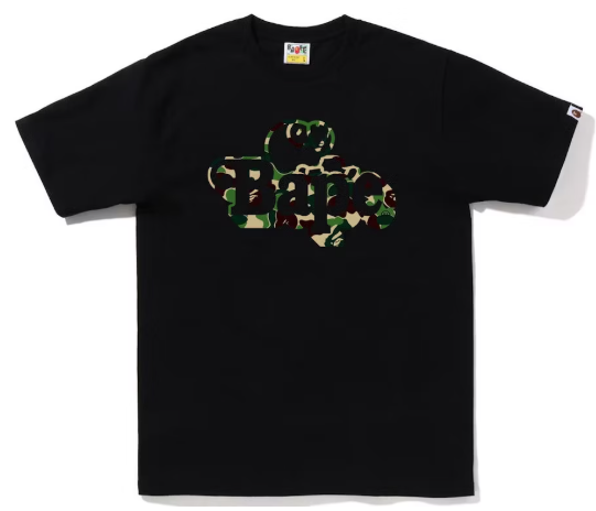 BAPE ABC Camo Milo on Bape Tee Black Green SZ S