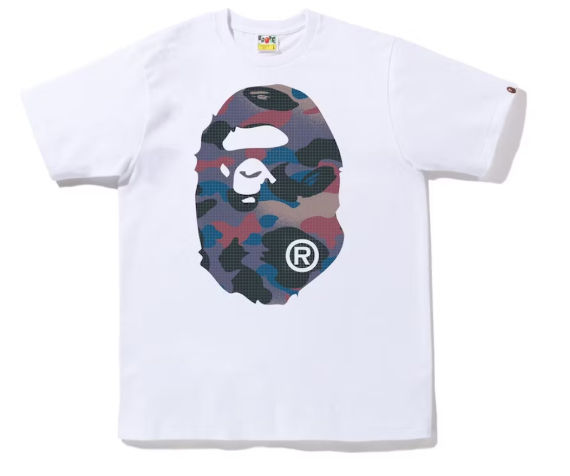 BAPE Grid Camo Big Ape Head Tee White Purple SZ M