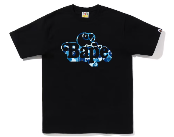 BAPE ABC Camo Milo on Bape Tee Black Blue SZ L