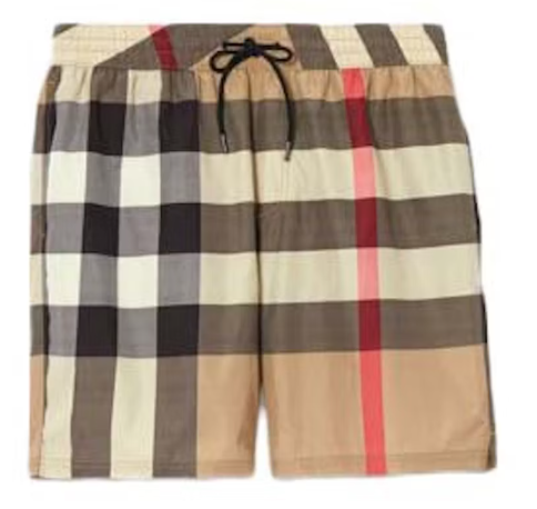 Burberry Check Drawcord Swim Shorts Archive Beige SZ M DEFECT