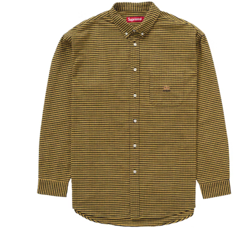 Supreme Loose Fit Flannel Oxford Shirt Yellow Plaid SZ L