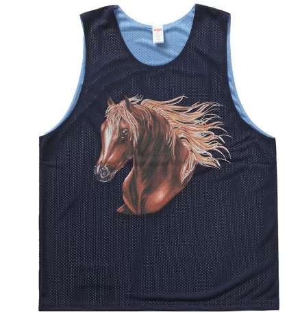 Supreme Mustang Reversible Basketball Jersey Navy SZ M