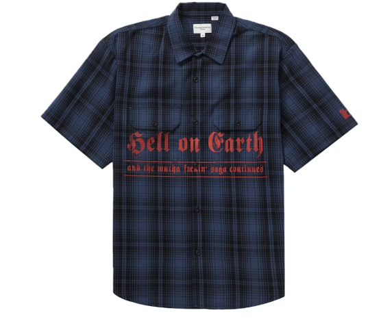 Supreme Bernadette Corporation S/S Work Shirt Navy Plaid SZ M