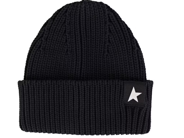 Golden Goose Star Rib Knit Beanie Black