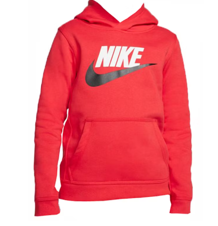 Nike Sportswear Kids Club Fleece Pullover Hoodie University Red SZ S