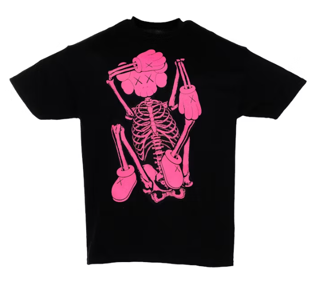 KAWS SKELETON NEW FICTION T-shirt Pink SZ M