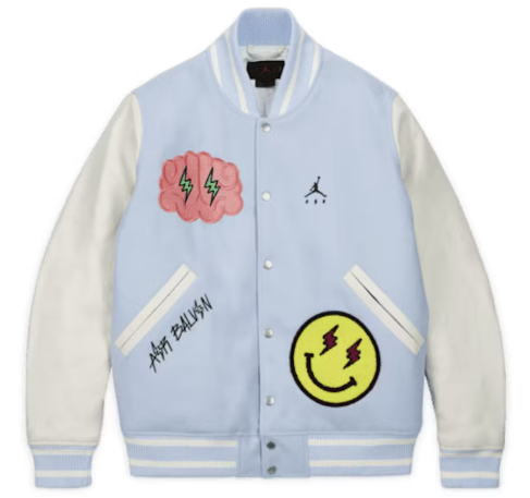 Jordan x J Balvin Varsity Jacket White/Blue SZ XXXL