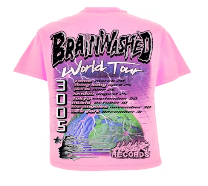 Hellstar Brainwashed World Tour T-Shirt Pink Sz Medium