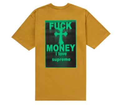 Supreme F*ck Money Tee Mustard Sz Medium