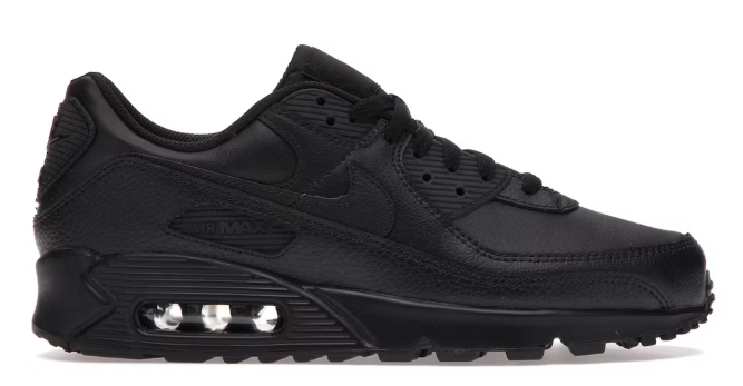 Nike Air Max 90 Leather Triple Black SZ 12.5 MISSING LID
