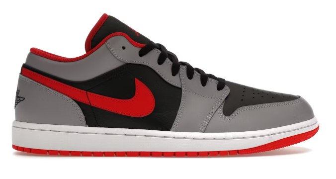 Jordan 1 Low Black Light Smoke Grey Gym Red SZ 10 MISSING LID