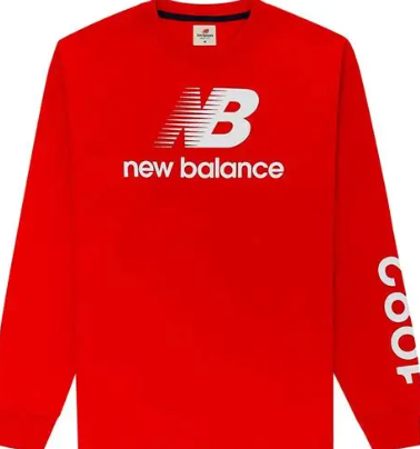 New Balance Long Sleeve Made in USA Logo T-Shirt RED SZ M