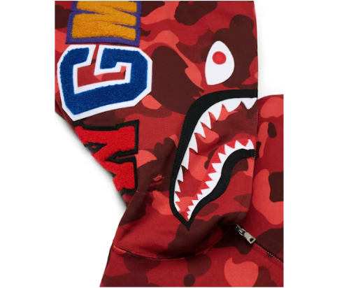 BAPE Color Camo Shark Full Zip Hoodie Red Sz L