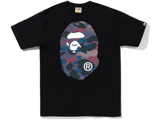 BAPE Grid Camo Big Ape Head Tee Black Purple SZ M