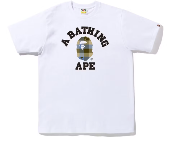 BAPE Block Check College Tee (FW22) White Beige SZ XL