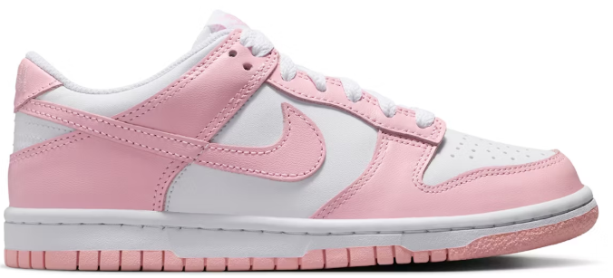Nike Dunk Low White Medium Soft Pink (GS) SZ 7Y MISSING LID