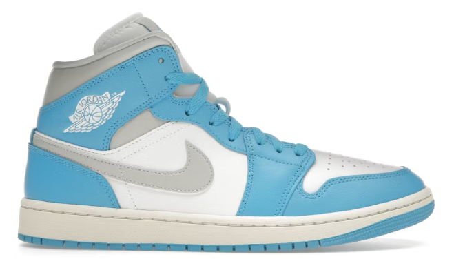 Jordan 1 Mid Dark Powder Blue White Sail Neutral Grey (Women's) SZ 8.5/7M