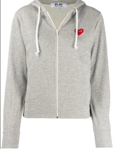 PLAY ZIP INVADER HEART HOODED SWEATSHIRT SZ M