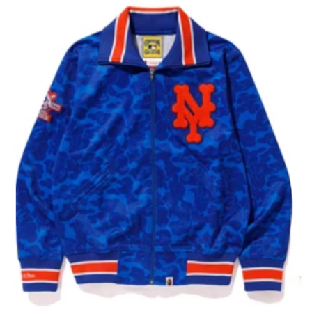 BAPE x Mitchell & Ness Mets Jacket Blue SZ M