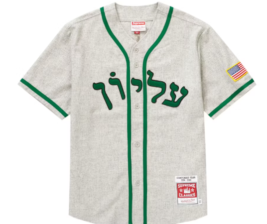 Supreme Mitchell & Ness Wool Baseball Jersey Grey SZ M