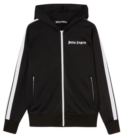 Palm Angels Black Hoody Track Jacket Black/White SZ M