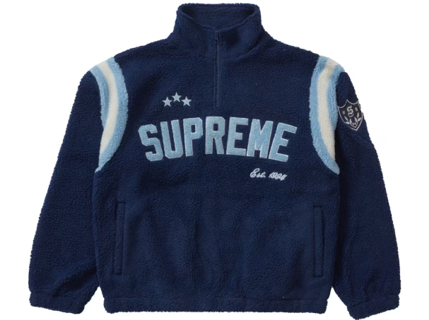 Supreme Arc Half Zip Fleece Pullover Navy SZ L