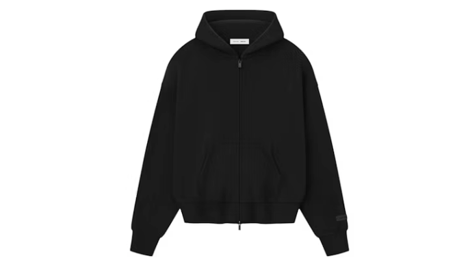 Fear of God Essentials Classic Fleece Zip-Up Hoodie Jet Black