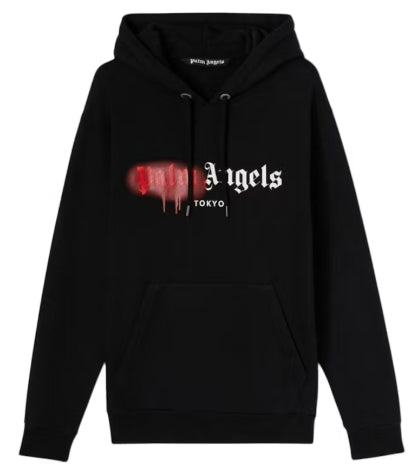 Palm Angels Tokyo Sprayed Hoodie Black/Red SZ MEDIUM