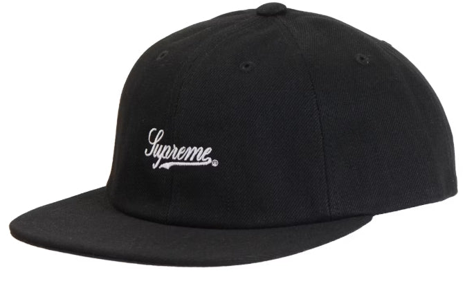 Supreme Script Logo 6-Panel Cap (SS24) Black