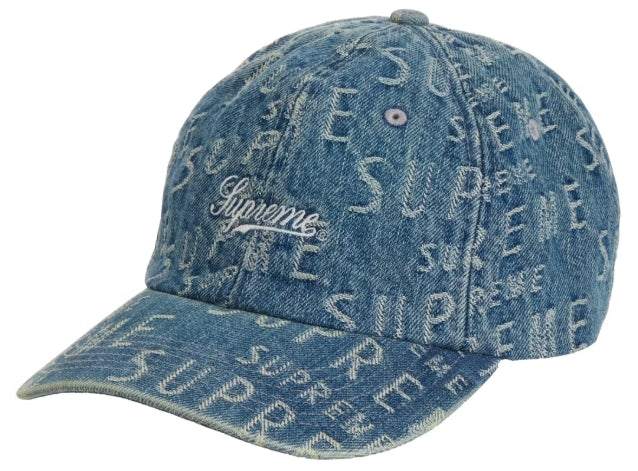 Supreme Warp Jacquard Logos Denim 6-Panel Blue