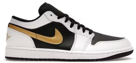 Jordan 1 Low White Black Metallic Gold Swoosh SZ 8.5M (NO LID)