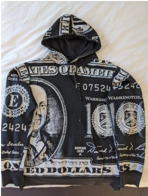 Supreme Benjamin Franklin 100 Dollar Bill Hoodie SZ M USED