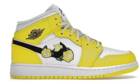 Jordan 1 Mid Dynamic Yellow Floral (GS) Size 7Y (No Box) Used