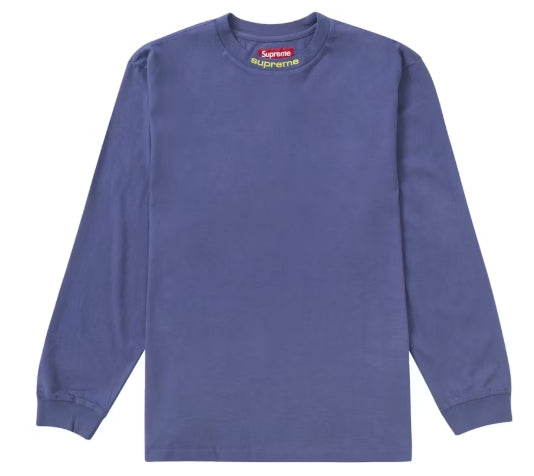 Supreme Embroidered Collar L/S Top Navy SZ MEDIUM DEFECT