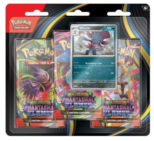 2025 Pokémon Mega Evolution Phantasmal Flames Weavile 3Pk Booster Blister