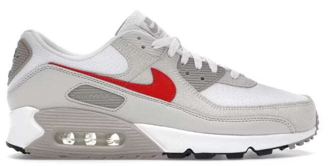 Nike Air Max 90 White College Grey Vast Grey University Red SZ 10