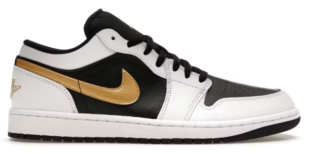 Jordan 1 Low White Black Metallic Gold Swoosh SZ 10.5 MISSING LID