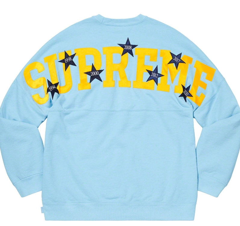 Supreme Stars Crewneck Ice Blue SZ M DEFECT
