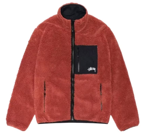 Stussy Sherpa Reversible Jacket Terra Cotta Sz Medium