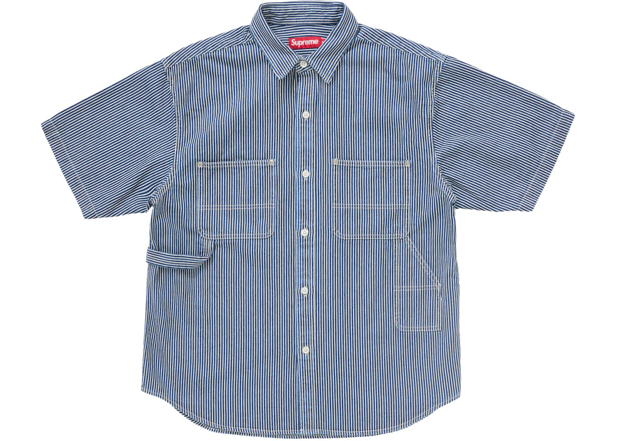 Supreme Loose Fit S/S Denim Painter Shirt (SS25) Blue Pinstripe