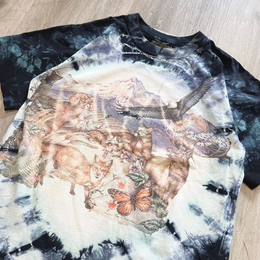 90s Lisa Chapman Tie Dye Animal Tee Youth XL