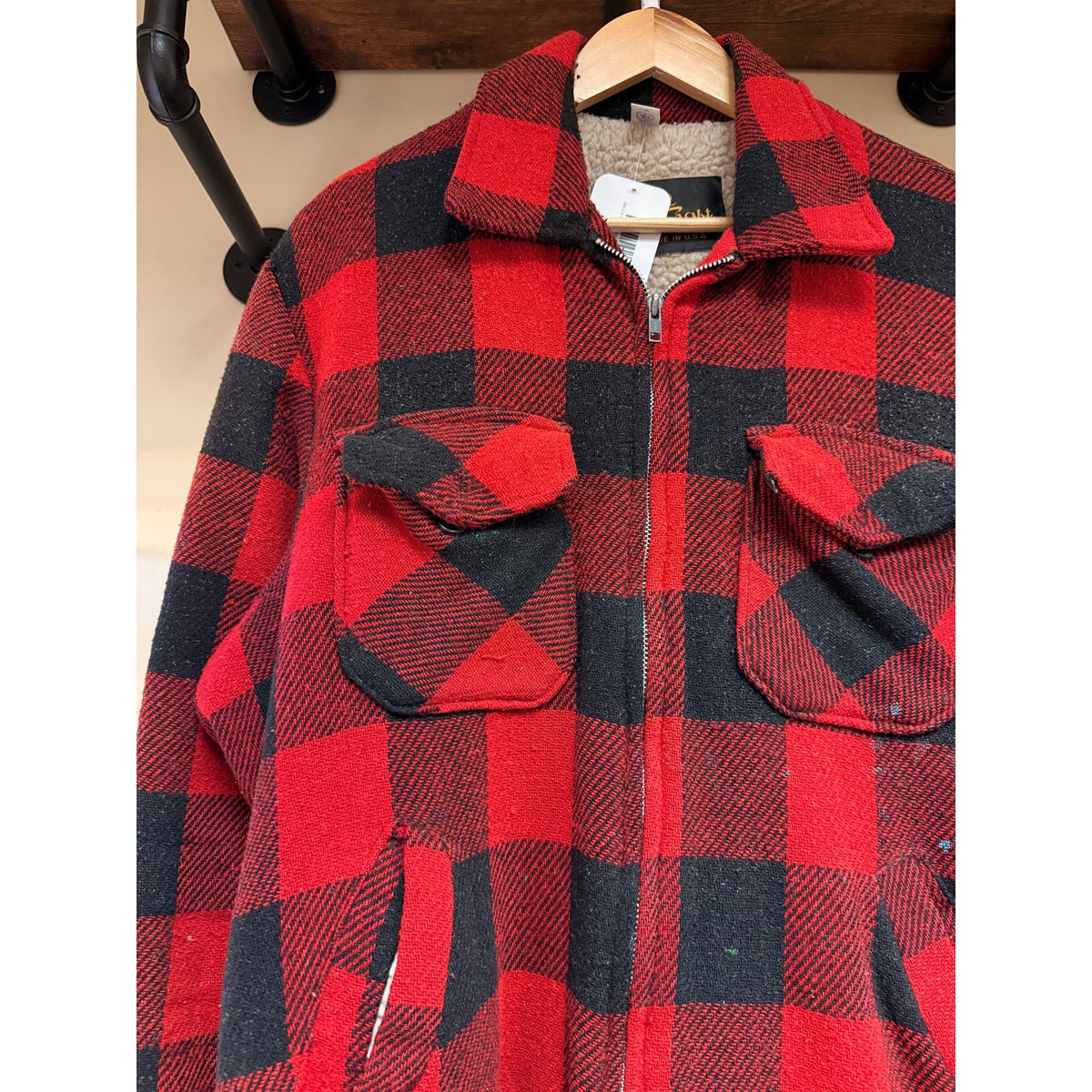 80s Cal Craft Sherpa Lined Buffalo Plaid Jacket