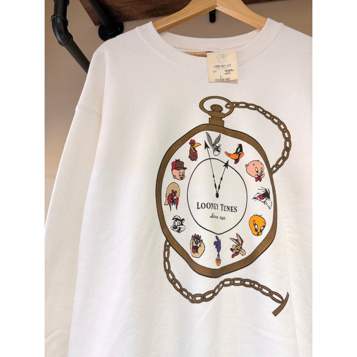 1991 Looney Tunes Clock Crewneck NWT