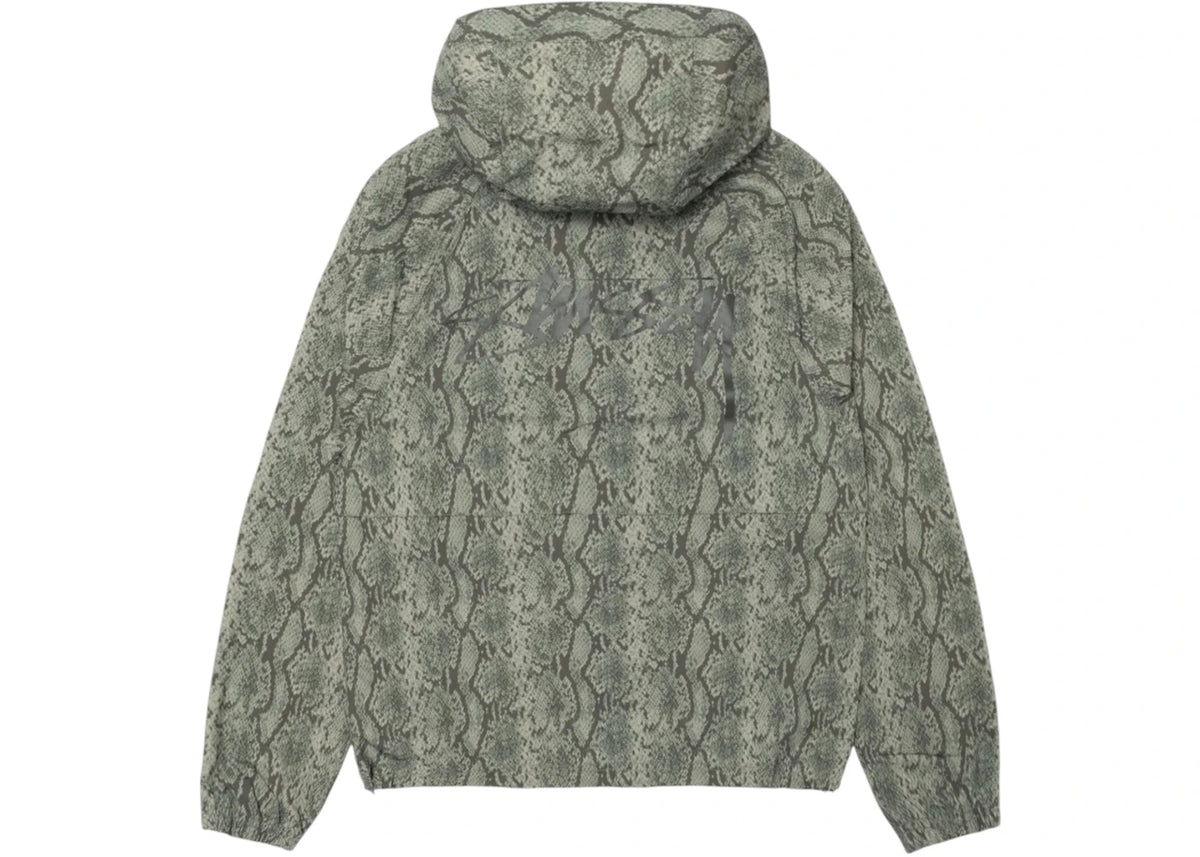 Stussy Beach Snake Print Nylon Shell Jacket Olive