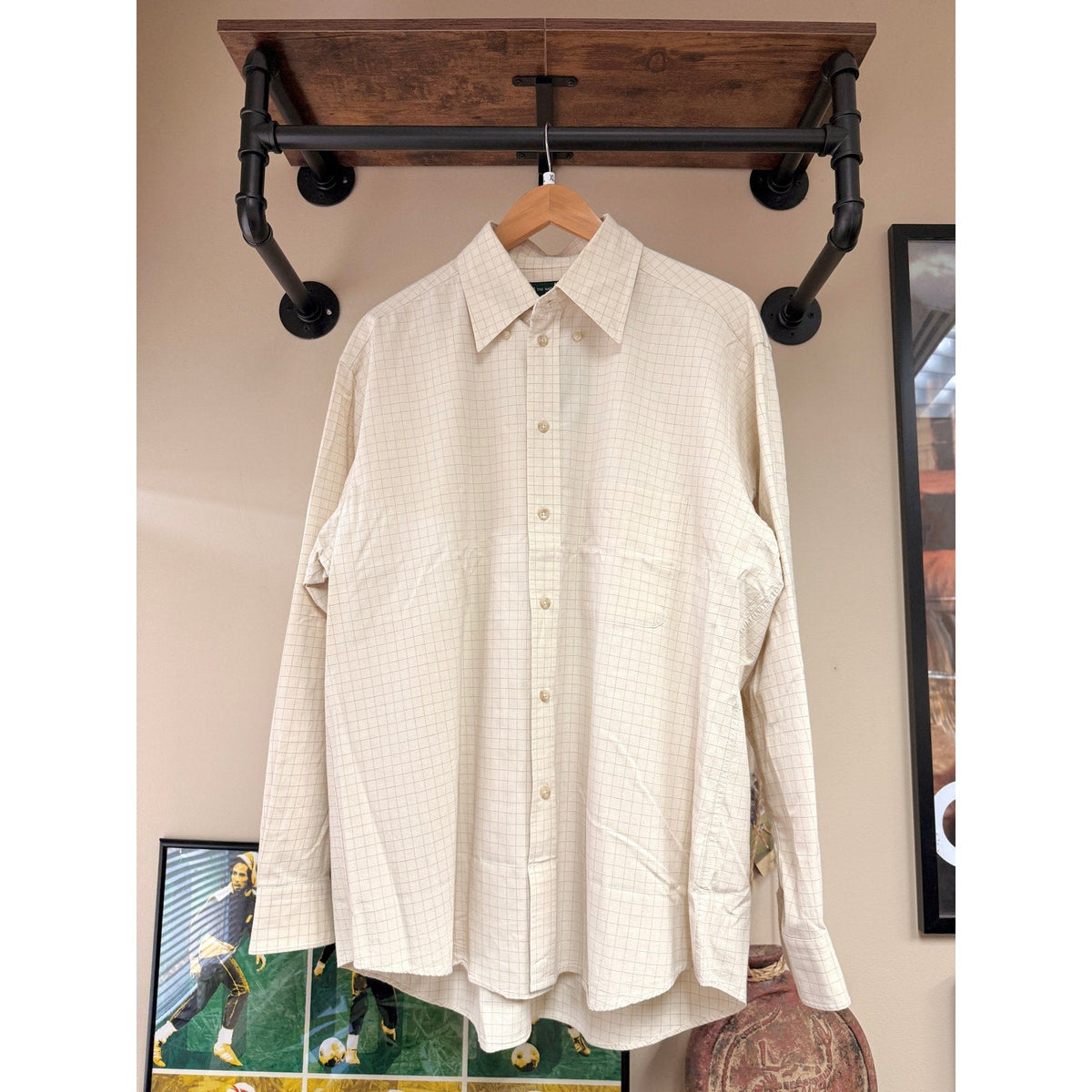 90s The National Trust of England Cream Grid Button Up